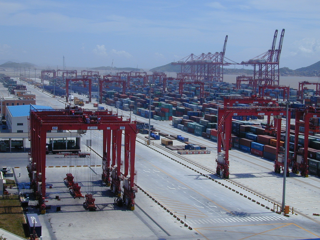 Photo of Yangshan Port of Shanghai, China. The port is part of the Belt and Road Initiative.